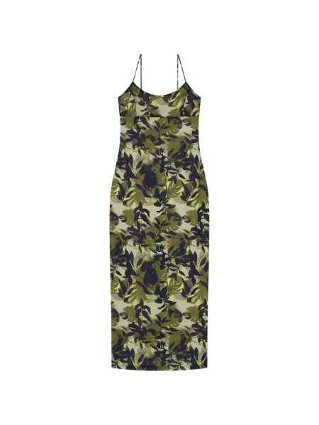 Rochie maxi Armani Exchange cu model floral cu imagine cu bretele verde