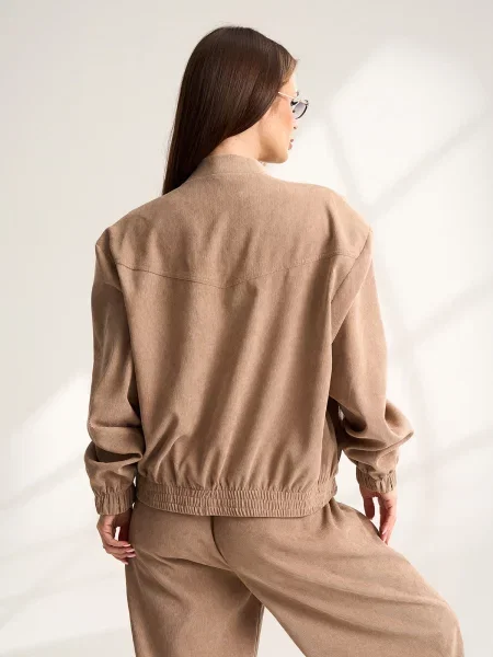 Бомбер ISSA Plus вельвет бежевий