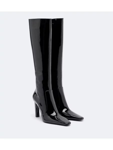 Cizme Saint Laurent din piele de lac negru