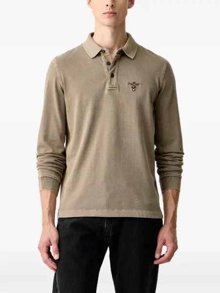Lung tricou polo Aeronautica Militare cu autograf verde