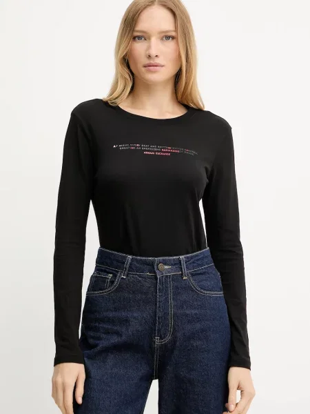 Блуза с дълги ръкави Armani Exchange черно