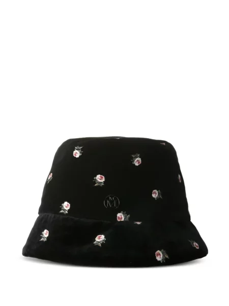 Pălărie Maison Michel cu model floral negru