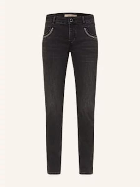 Mos Mosh Obcisłe Dżinsy Mmnaomi Salute Z Kamieniami Ozdobnymi schwarz czarne