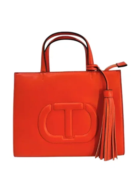 Geantă shopper Twinset cu autograf portocaliu