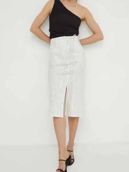 Fustă midi Day Birger Et Mikkelsen până la genunchi alb