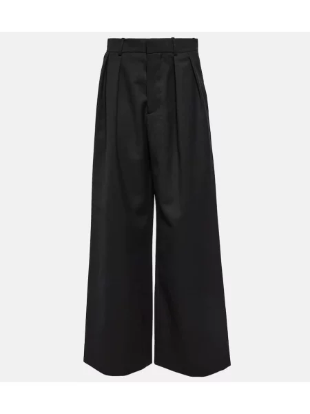 Pantaloni Wardrobe.nyc cu talie înaltă de lână plisate negru