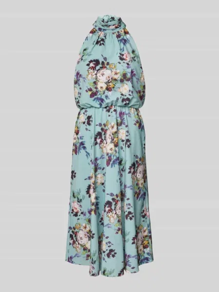 Sukienka koktajlowa z wiązaniem na szyi Adrianna Papell zielona