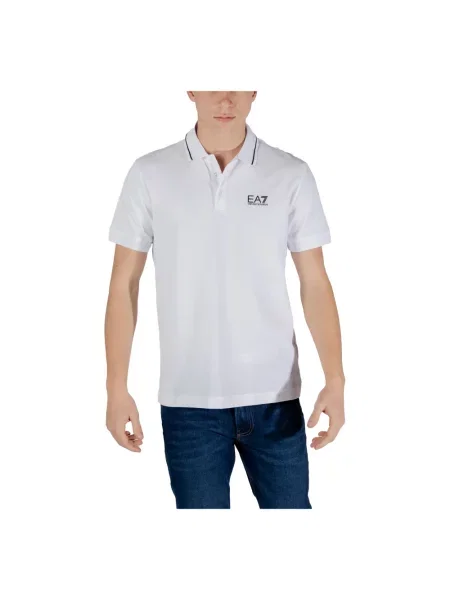 Koszulka polo Ea7 Emporio Armani z nadrukiem biała