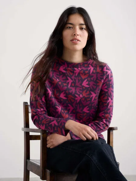 Seasalt Cornwall Tricou Field Glass roz negru