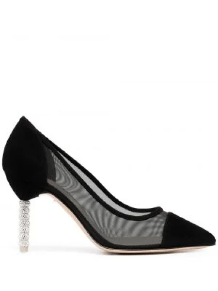 Pantofi cu toc Sophia Webster plasă de cristal negru