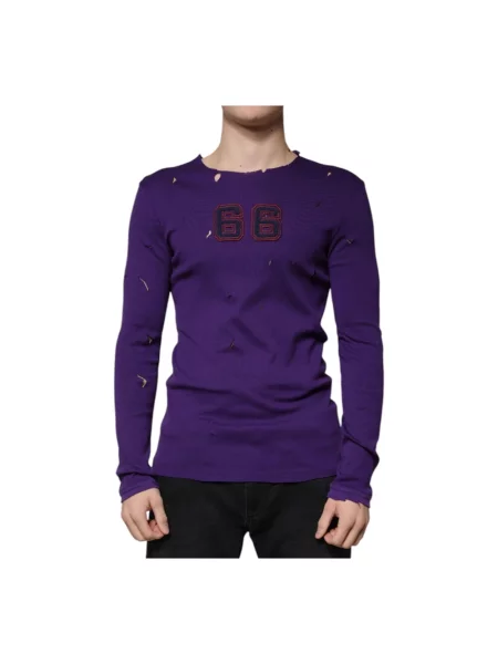 Dzianinowy sweter Dolce And Gabbana fioletowy