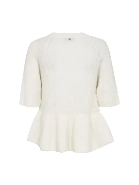Sweter z dzianiny z mieszanka wełny z alpaki model Thora' Mos Mosh beżowy