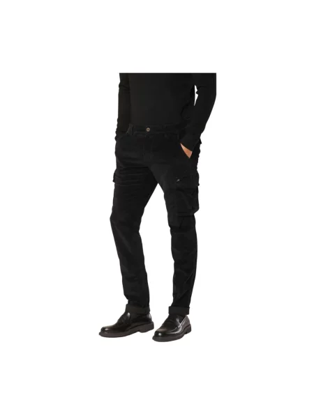 Welurowe spodnie cargo Mason's czarne