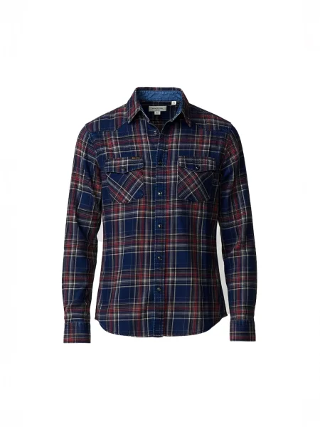 KOROSHI Košile námořnická modř / tmavě červená