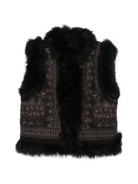 Vestă Antik Batik cu pene negru