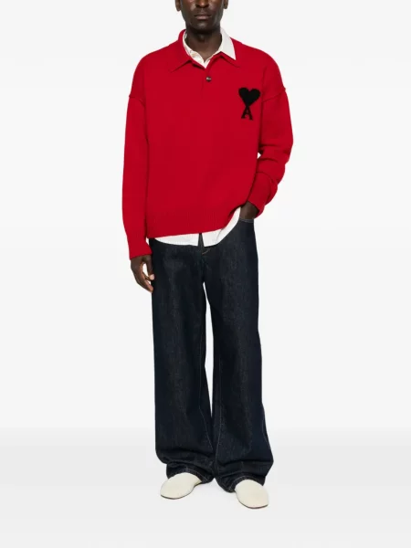 Tricou polo Ami Paris roșu