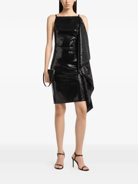 Rochie mini Courreges cu paiete drapată negru