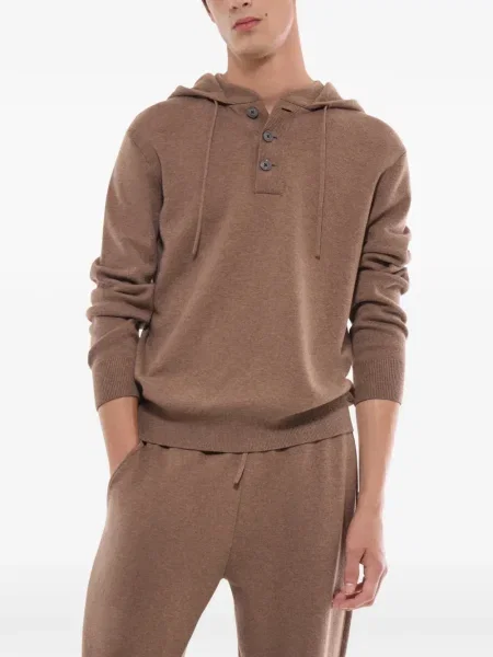 Πλεκτό hoodie Fursac καφέ