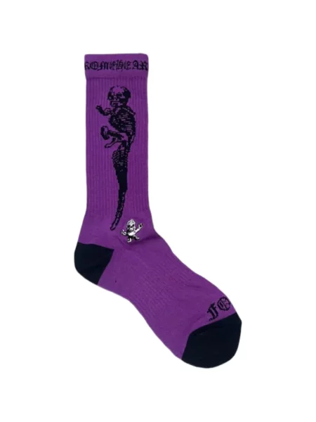 Șosete Chrome Hearts cu imagine cu motiv cu inimi violet