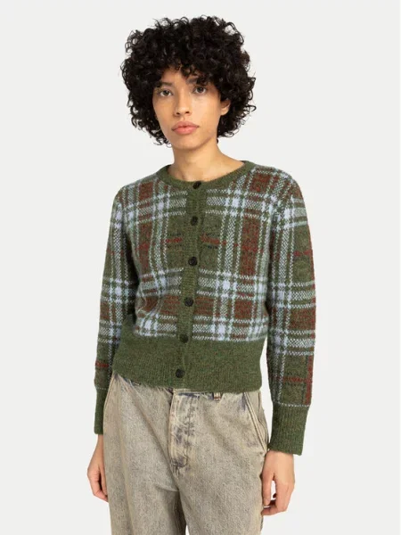 Element Pletena jopica Plaid Cardigan W zelena