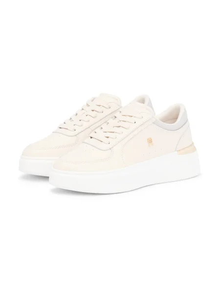Tommy Hilfiger Sneakers Shiny Leather Platform Sneaker Écru bej