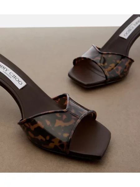 Papuci tip mules Jimmy Choo cu imagine cu model leopard maro