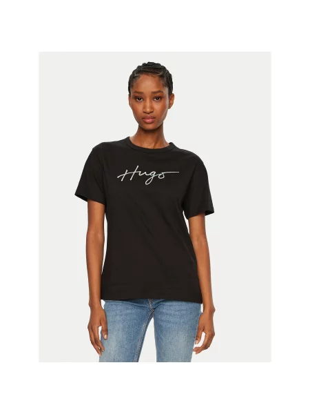 HUGO Majica Damacia Regular Fit črna