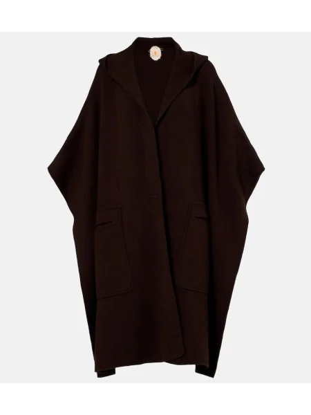 Vunena jakna Jardin Des Orangers s kapuljačom smeđa