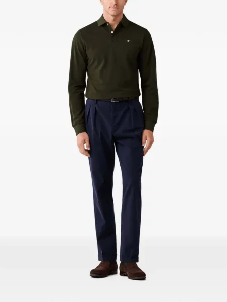 Lung tricou polo Hackett London cu autograf verde