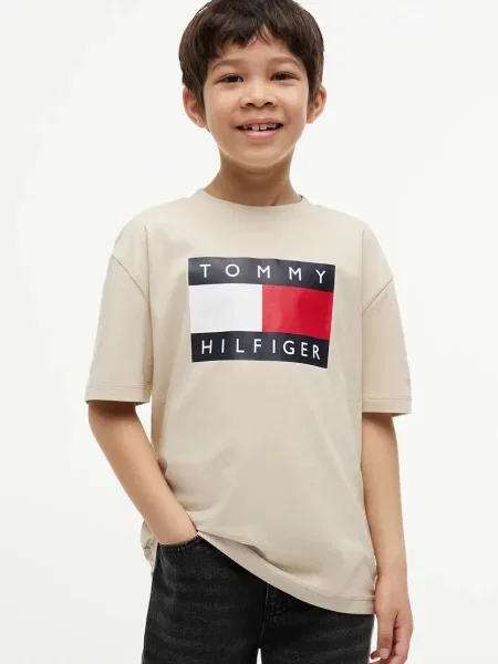 Tommy Hilfiger majica za djecu od pamuka bež