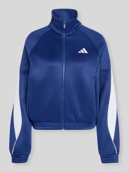 Kurtka treningowa o kroju loose fit z mieszanki bawełny z nadrukiem z logo Adidas Sportswear granatowa