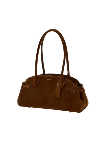 Coach torebka zamszowa Empire Carryall Bag 34 brązowy