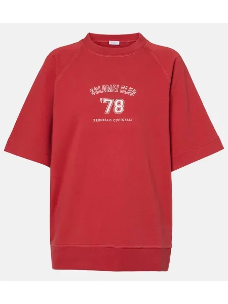 Tricou Brunello Cucinelli din jerseu roșu