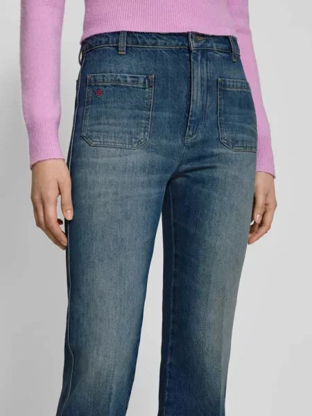 Jeansy z wyhaftowanym logo Victoria Beckham granatowe