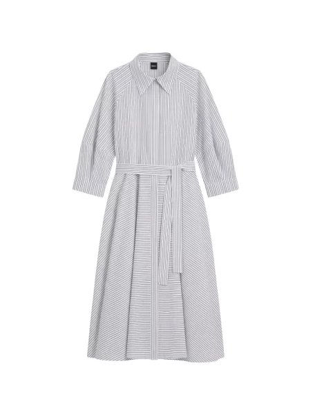 Rochie tip cămașă Boss cu dungi alb