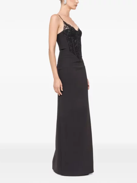 Rochie maxi Nissa din dantelă negru