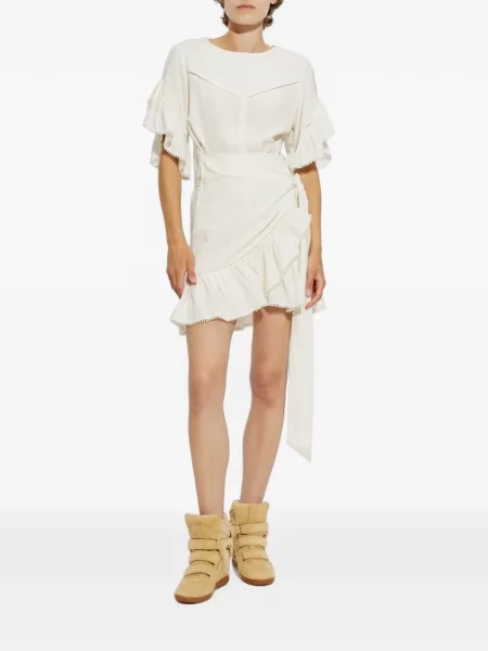 Rochie mini Marant Etoile cu volane plic alb