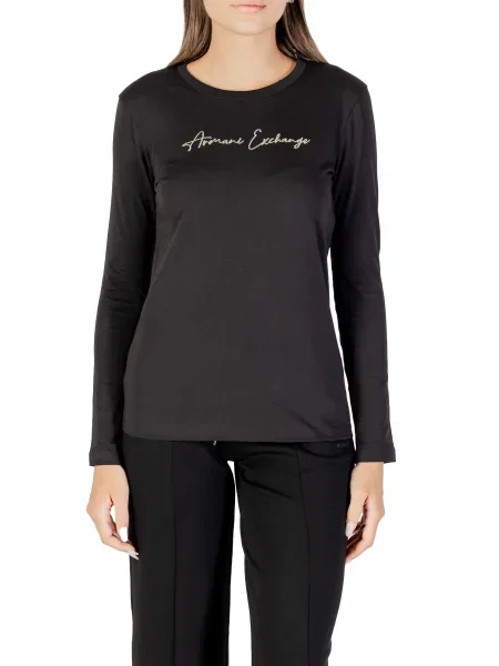 Bluzka z długim rękawem Armani Exchange czarna