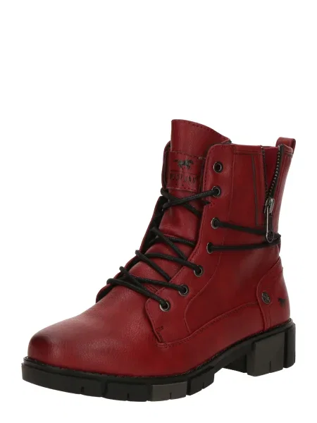 MUSTANG Šnurovacie členkové čižmy krvavo červená