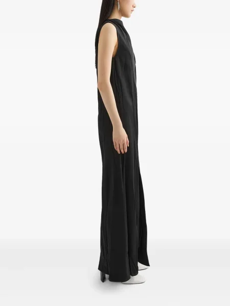 Rochie maxi Jil Sander din satin de costum negru