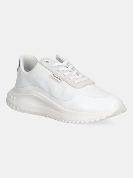 Sneakerși Calvin Klein cu șireturi din dantelă alb