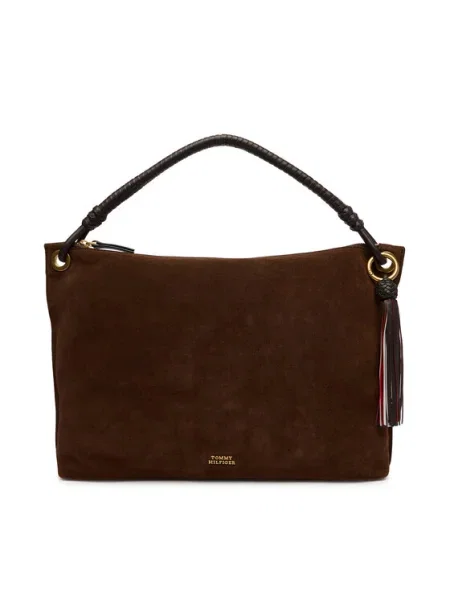 Tommy Hilfiger Geantă Th Statement Leather Bag Suede maro