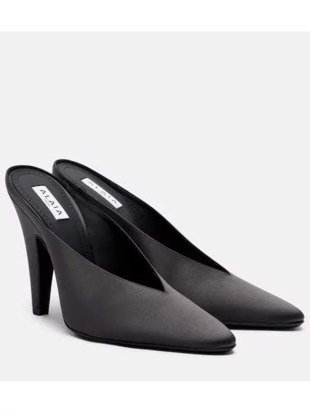 Papuci tip mules Alaïa din satin negru