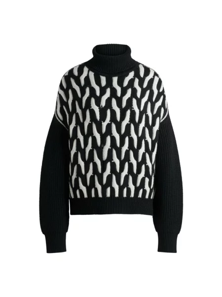Dzianinowy sweter z golfem Hugo czarny