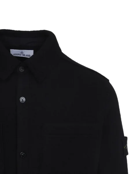 Cămașă Stone Island de lână cu strasuri negru