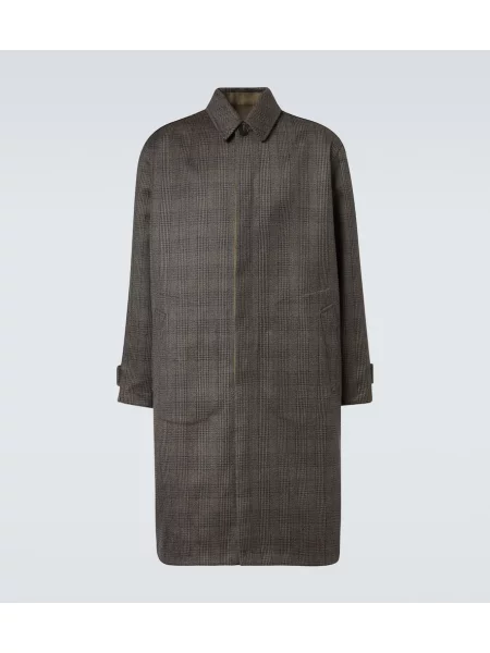 Palton The Row de lână în carouri negru