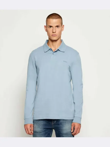 BOSS ORANGE Polo Pe_interlock_long albastru