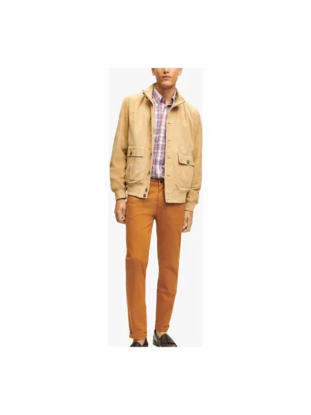 Kurtka skórzana Brooks Brothers beżowa