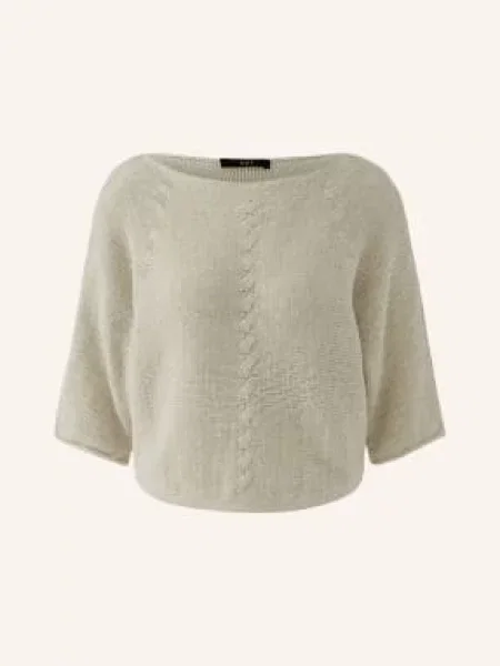 Oui Pletené Tričko S Rukávy béžová