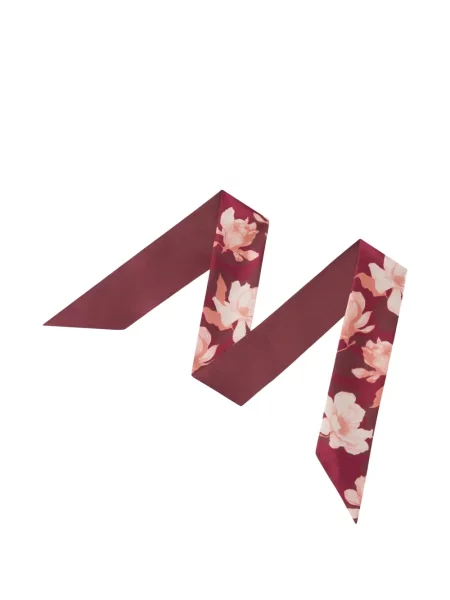 Fular Furla cu model floral cu imagine roșu